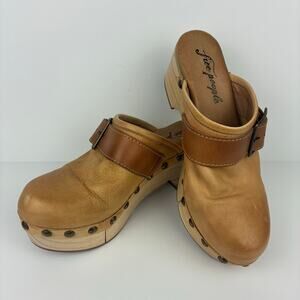 Free People Womens Culver City Clogs Boho Rustic Platform Size 37 Tan Brown